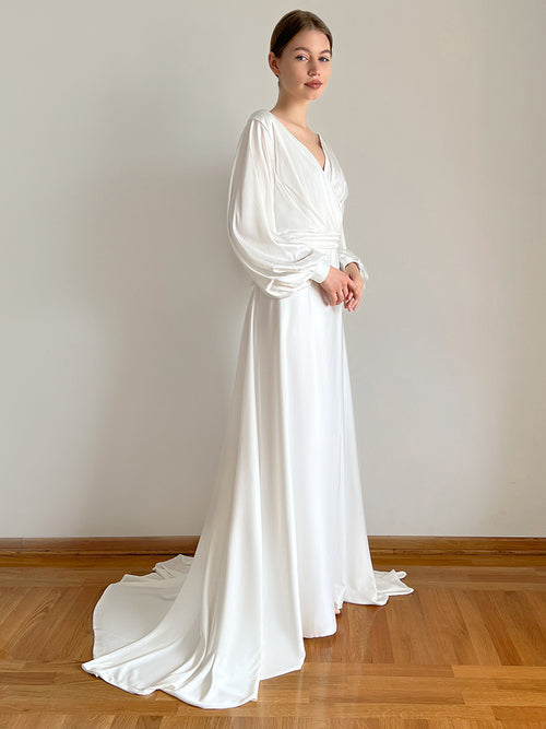 Wrap wedding dress
