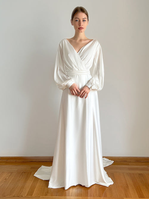 Wrap wedding dress