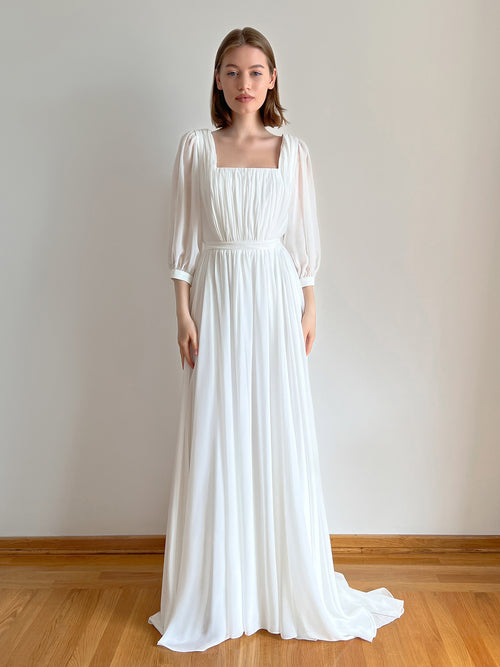 Square_neck_chiffon_wedding_dress_drapery_0