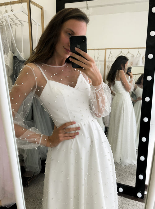 Robe de mariée perlée