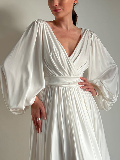 Elegant silk wedding dress