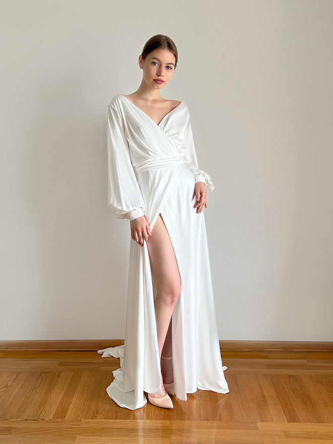 Wrap wedding dress