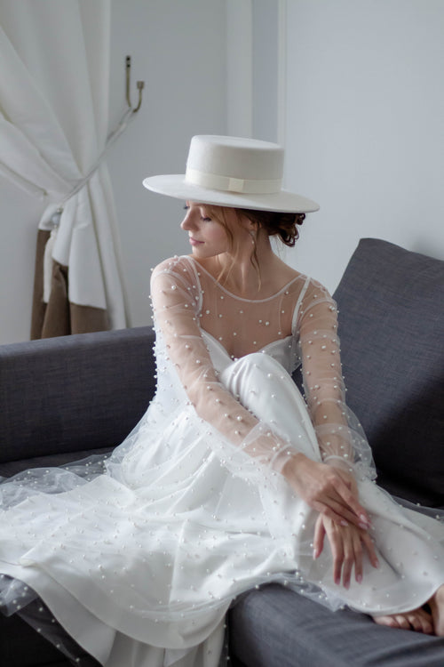 Robe de mariée perlée