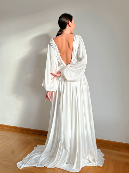 Elegant silk wedding dress