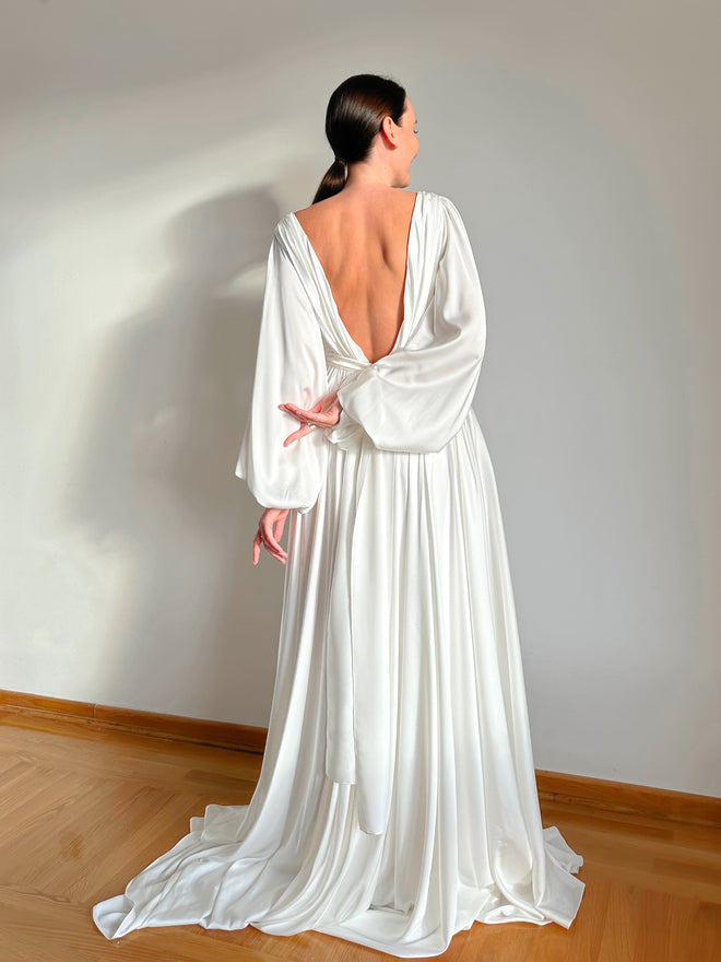 Elegant silk wedding dress