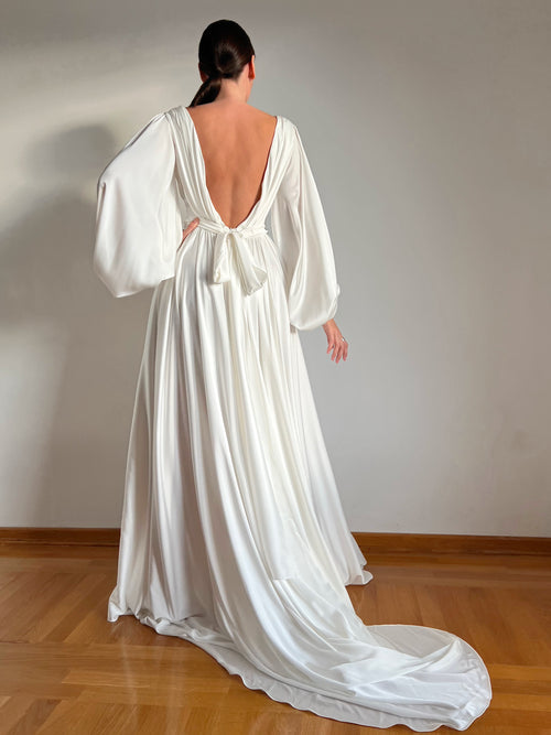 Elegant silk wedding dress