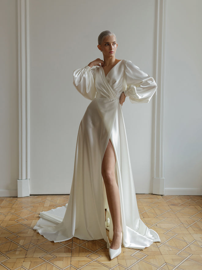 Wrap_wedding_dress_puff_sleeve