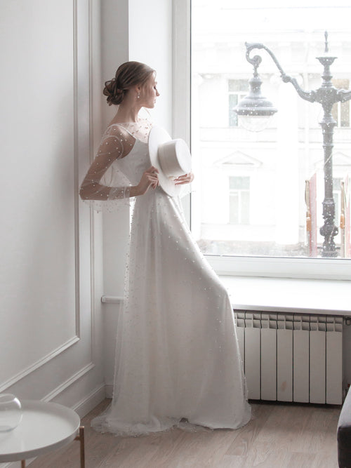 Robe de mariée perlée
