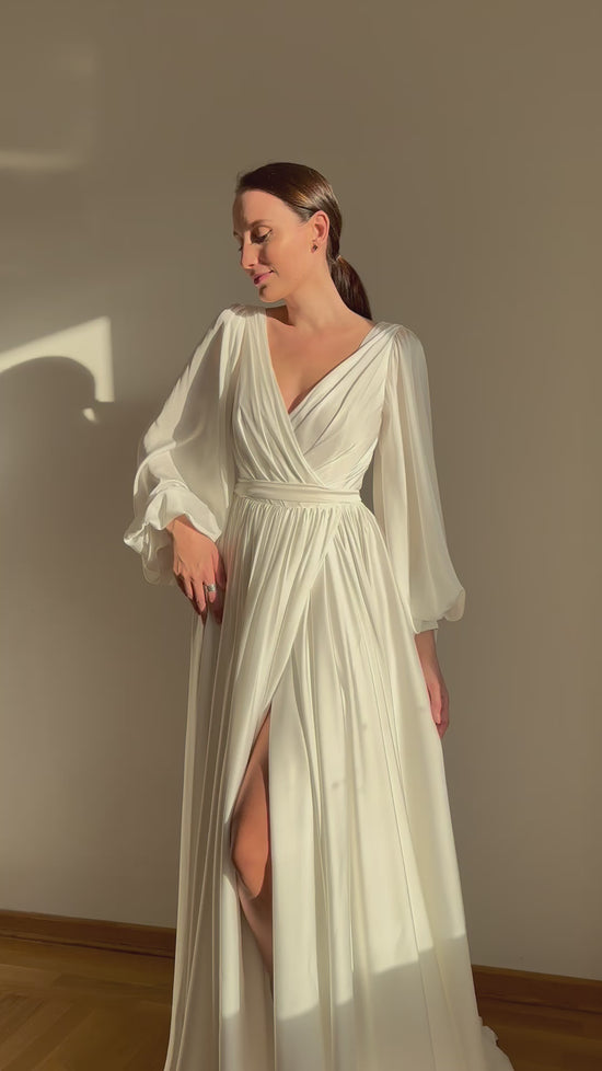 Elegant silk wedding dress